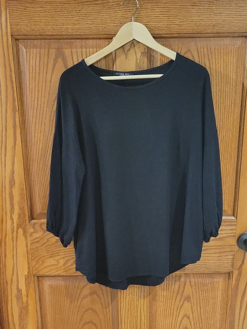 Womens Black Linen Tunic Top In Size Large - Picture 1 of 5